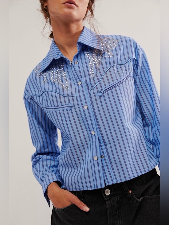 Free People Tops - Free People x Understated Leather Embellished Button Down
